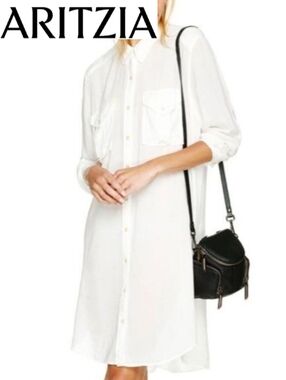Aritzia Wilfred Free White Button Shirt Dress